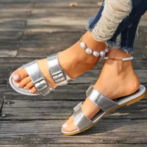 flat bottomed casual beach slippers in large size, one line cool mop - Image 2