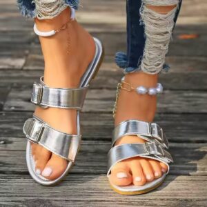 flat bottomed casual beach slippers in large size, one line cool mop - Image 4
