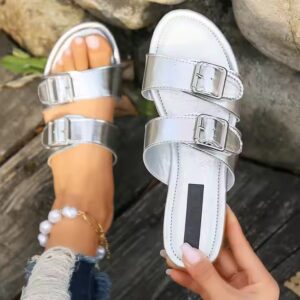 flat bottomed casual beach slippers in large size, one line cool mop - Image 5