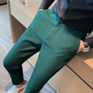 Popular new casual dress pants solid color nine-point pants fashion men's dress pants - Image 4