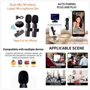 2Pack Lapel Mic 53'' Tripod Stand LED Video Light Wireless Microphone Phone Vlogging Kit For Tiktok Facebook YouTube Vlog Making - Image 4