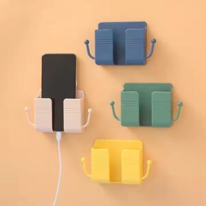 Wall Mounted Mobile Phone Holder with Self Adhesive for Bathroom Bedroom Kitchen Charger Stand Remote Control Storage Box - Image 1