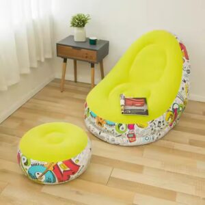 Thick Inflatable Sofa Lazy Sofa With Footstool Foldable portable creative lounge chair optional color spot home furnishing - Image 5
