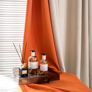 Solid Color Linen Look Thermal Insulated Drapes, Simple Modern Style Splicing Blackout Curtains for Bedroom - Image 5