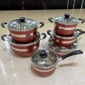 12Pcs Cooking Pots And Pans Stainless Steel Casseroles Nonstick Kitchen Cookware Sets Metal Pot Set - Image 4
