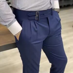 Brown Tile Pleated Pants Royal Blue Double Pleated Latest Pants Stylish Slim Fit Formal Pant Men suit Trousers Design 1 piece - Image 4
