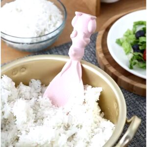 3D Cute Bunny-shaped Wheat Fiber Non Stick Rice Paddle Standing Ladle Rice Scooper Heat-resistant Kitchen Stand-up Spoon Tools - Image 4