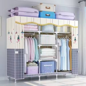 Simple Cloth Closet with Zipper Steel Pipe Thickened Reinforcement Assembly Thickened Dormitory Wardrobe - Image 1