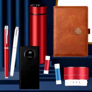 Corporate Custom logo Metal Pen power bank audio temperature display bottle Promotional Business Gift Set for office - Image 3