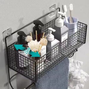 Shower Shelves Bathroom Shelf with Towel Rack No Drilling Installation Kitchen Bathroom Wall Storage Bracket Iron - Image 1