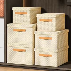 Collapsible Storage Boxes With Lids Fabric Foldable Storage Bins Organizer Containers Baskets With Lid For Home Bedroom Closet - Image 3