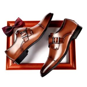 Men's Pointed Toe Leather Shoes Buckle Fashion Model Magazine Occasion Formal Shoes - Image 4