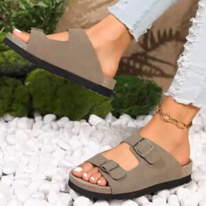 Leather Upper Cork Sole Slippers - Image 6