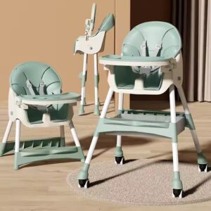 Baby High Chair with 4 Wheels for Babies & Toddlers/Baby Dinning Chair with Removable Tray and seat cushion Adjustable Backrest - Image 6