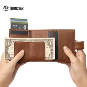 Pop Up Aluminum Credit Card Protector Wallets Men Leather Cash Credit Card Holder Wallet - Image 5