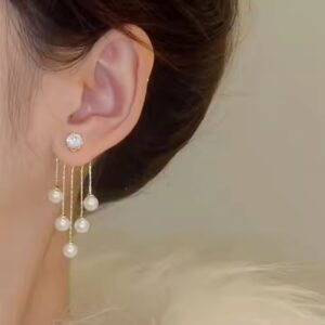 Gold Plated Pearl Dangle Earring Women - Image 5