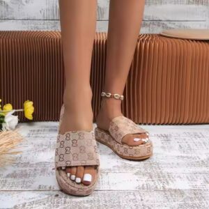 Round Head Thick Bottom Chunky Shoes Women Platform Slippers - Image 2