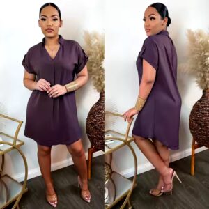 Summer New Ladies Casual Temperament Dresses Sexy African Bodycon Casual V neck Short Sleeve t shirt Woman Dress - Image 3