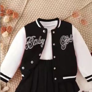 Autumn Baby girl clothing set Letter jacket + pleated skirt 2 pieces set Factory Price - Image 3