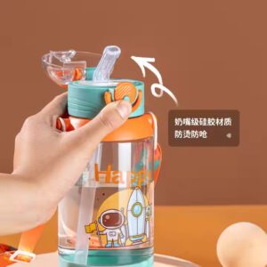 Flip Top Straight Kids Water Bottle With Straw - Image 5