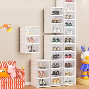 Rmier 6-Tier Foldable Shoe Rack Organizer for Closet Plastic Shoe Shelf Clear Shoe Boxes Stackable with Door Easy Assembly - Image 6