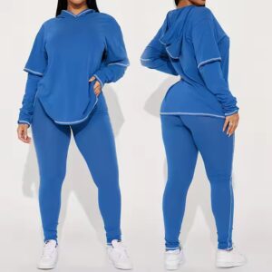 spring fall winter new women clothing ladies casual sports long sleeve hooded t shirt pants two piece women's sets - Image 5