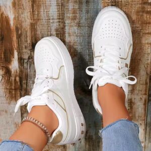 Women's Breathable 2023 new design running shoe Embroidered Flower Lace-Up Casual Sneakers - Image 5