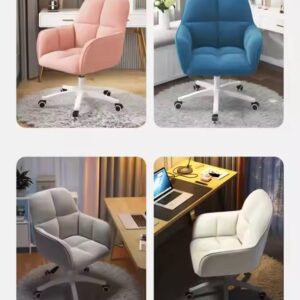 Vanity Chair with Back Upholstered Makeup Adjustable Swivel Chair Velvet Home Office Desk Study Computer Chair - Image 5