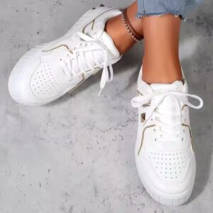 Women's Breathable 2023 new design running shoe Embroidered Flower Lace-Up Casual Sneakers - Image 3