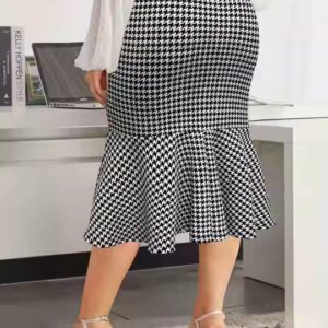 Polka Dot Print Skirt Elegant Mermaid Hem Mid Skirt Women's Plus Size Skirts - Image 6