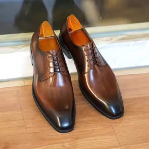 Mens Casual Lace-up Brogue Plaid PU Upper Shoes Men Formal Footwear Wedding Party Dress Oxford Business Office Shoes - Image 1