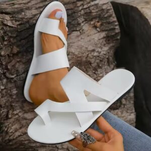 women slippers high quality rubber sandals women double color PU material low heels sandals for women and ladies - Image 4