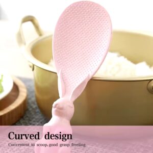 3D Cute Bunny-shaped Wheat Fiber Non Stick Rice Paddle Standing Ladle Rice Scooper Heat-resistant Kitchen Stand-up Spoon Tools - Image 7