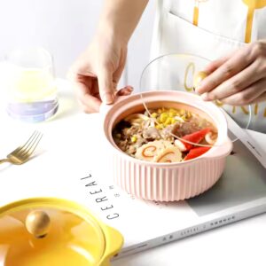 Ceramic Tableware Double Ears Baking Bowl with Lid Soup Bowl Large Household Noodle Pot Single Soup Cooking Basin Pot - Image 6