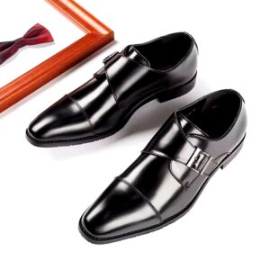 Men's Pointed Toe Leather Shoes Buckle Fashion Model Magazine Occasion Formal Shoes - Image 3
