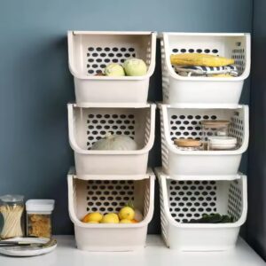 kitchen plastic square lattice fruit and vegetable storage basket thickened - Image 5