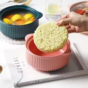 Ceramic Tableware Double Ears Baking Bowl with Lid Soup Bowl Large Household Noodle Pot Single Soup Cooking Basin Pot - Image 5