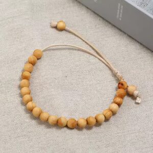 Handmade natural wooden Sandalwood bead bracelets Friendship bracelets elastic healing wood bead bracelet for women men - Image 5
