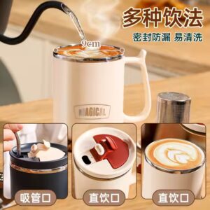 School Gift 304 Stainless Steel Mug Cup Portable Environmental Coffee Vacuum Cup Home Bottle with Spoon Lid Office Water Cup - Image 5