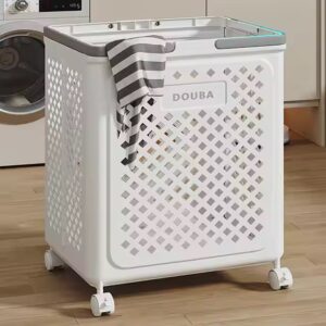 Foldable Laundry Storage Basket Bin Organizer Durable Collapsible Plastic Laundry Storage Hamper With Carry Handle Wheels - Image 6