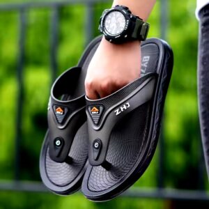 leather upper Men's outdoor sport flip Flops Flipflops slippers sandals beach slippers - Image 4
