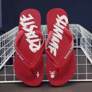 Wholesale Factory Price Beach Men's Slippers Outsole Red Colour Customize Rubber Slide Flip Flops - Image 7