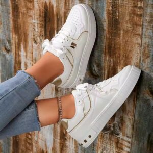 Women's Breathable 2023 new design running shoe Embroidered Flower Lace-Up Casual Sneakers - Image 4