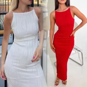 Summer ladies clothing dresses women lady elegant three dimensional lines sexy suspender slim dress women's casual dress - Image 3