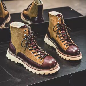 British retro casual suede leather mid-calf motorcycle Martin boots men's shoes - Image 2