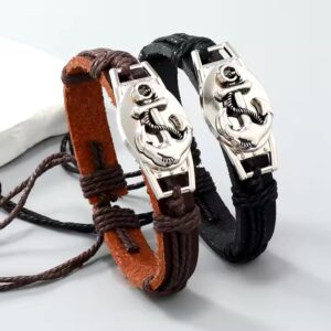 New fashion Anchor bracelets Men Accessories Bracelet Vintage Leather Bracelet & Bangle - Image 3