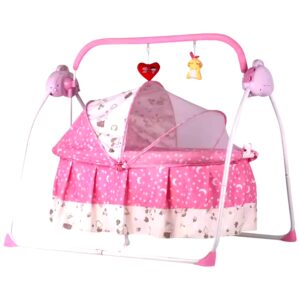 Baby Bassinet Bedside Crib For Baby Cradle Rocker Easy Folding Portable Bedside Crib With Storage Basket For Newborn - Image 5