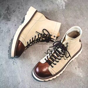 British retro casual suede leather mid-calf motorcycle Martin boots men's shoes - Image 3