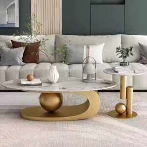 Retro metal simple round nordic portable luxury modern coffee tables - Image 4