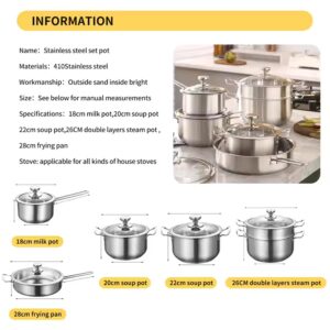 12Pcs Cooking Pots And Pans Stainless Steel Casseroles Nonstick Kitchen Cookware Sets Metal Pot Set - Image 7
